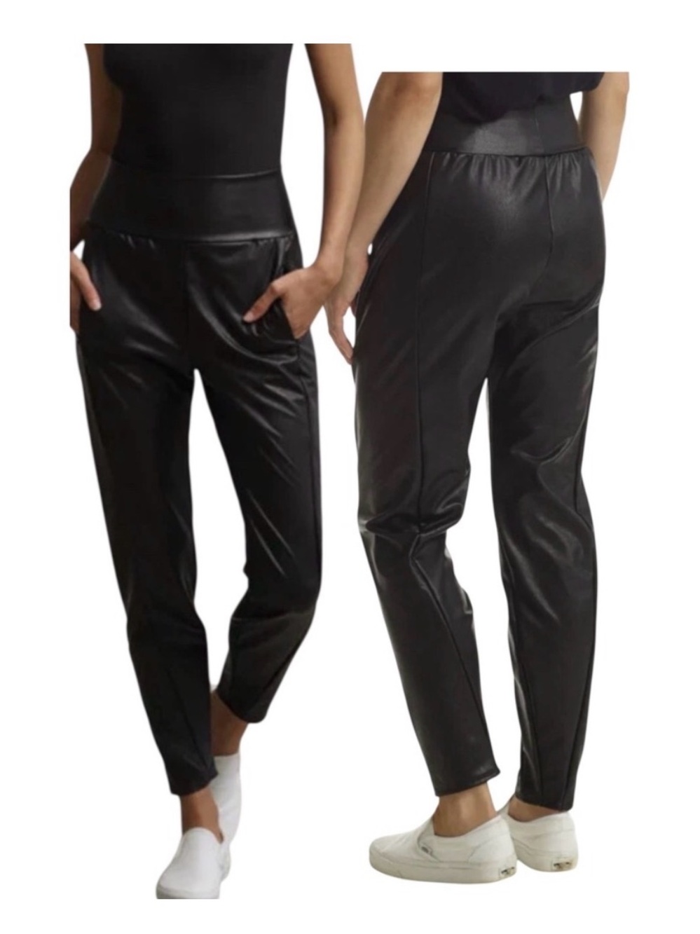 NWT Commando Faux Leather High Waisted Tapper Legwear, Black, Size L